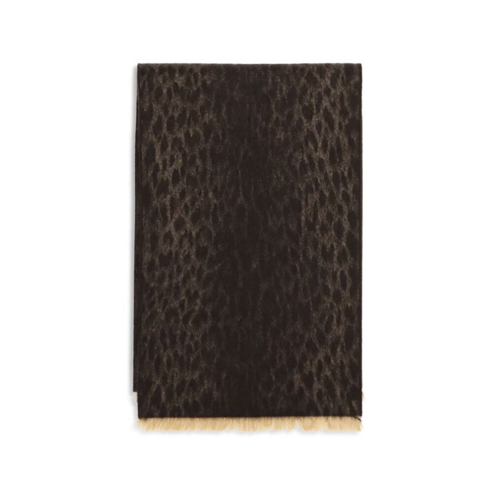 Gucci Women Leopard-Print Wool Scarf With Monogram
